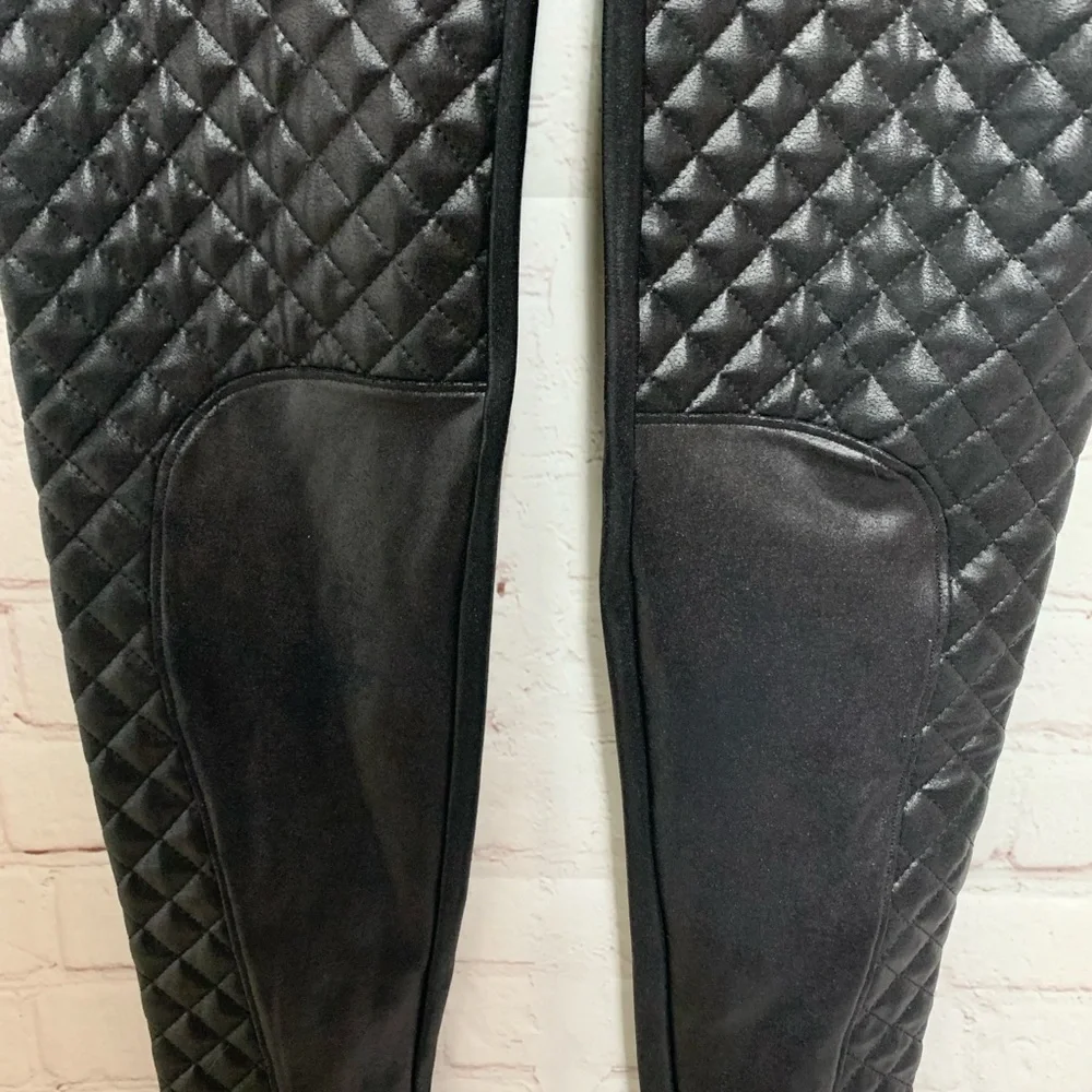 SPANX Black Quilted Faux Leather Leggings Size M - Picture 7 of 8